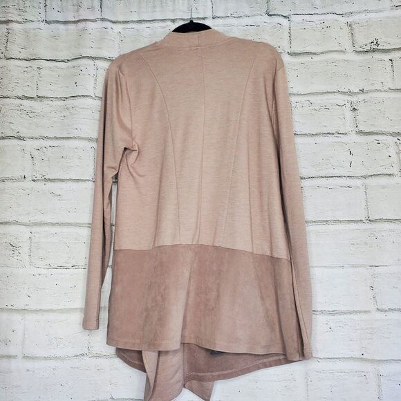 LOGO Lounge Lori Goldstein French Terry Peplum Cardigan Womens M Pink a281027 - Picture 3 of 8